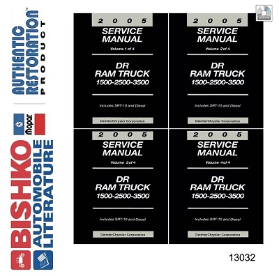 2005 Dodge DR Ram 1500, 2500, 3500, SRT-10 & Diesel Factory Service Manual Reproduction - CD-ROM