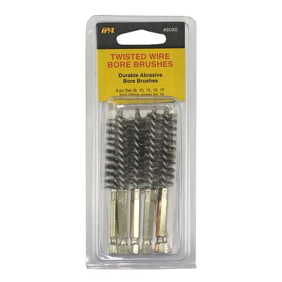 IPA Tools Twisted Wire Stainless Steel Bore Brushes, 6pc.