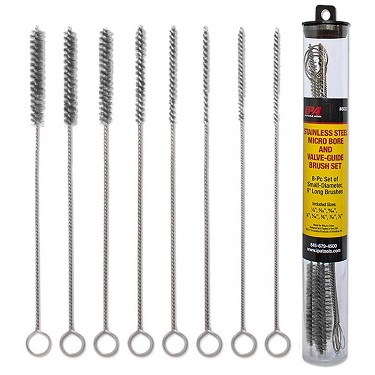 IPA Tools Stainless Steel Micro Bore and Valve-Guide Brush Set, 8 Pc.